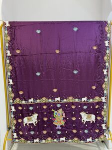 Kanha ji figure hand work dupatta
